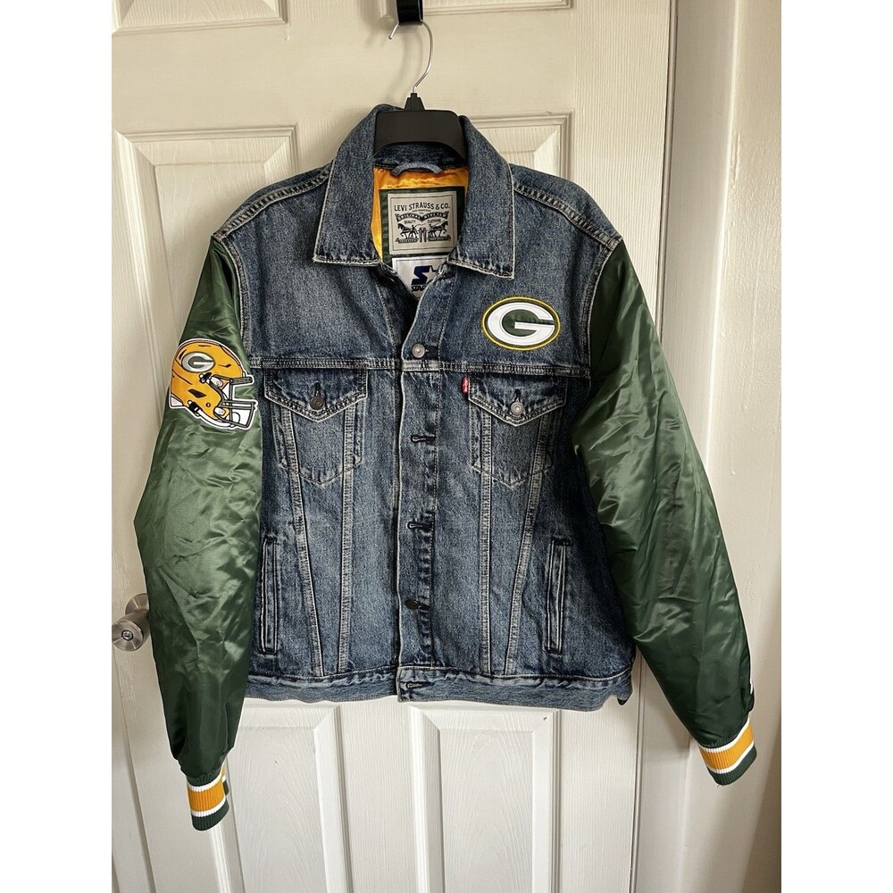 Levi’s Mens NFL Green Bay Packers Sports Denim Trucker Jacket Size L